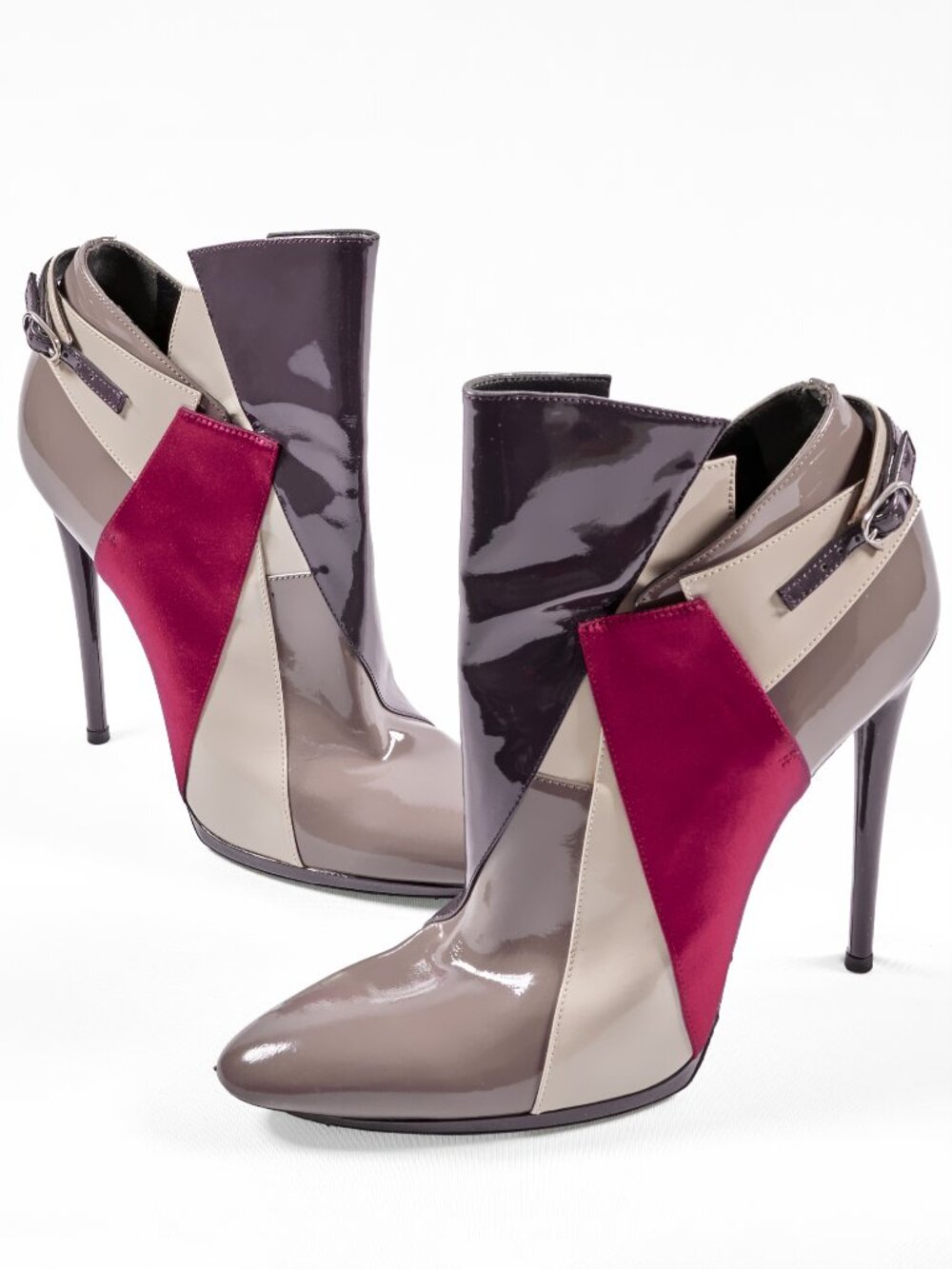 Balenciaga Patent Leather Colorblock Stiletto Ankle Boots Size EU 40 US 9